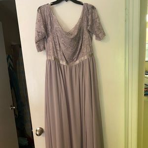 Grey chiffon floor length formal dress